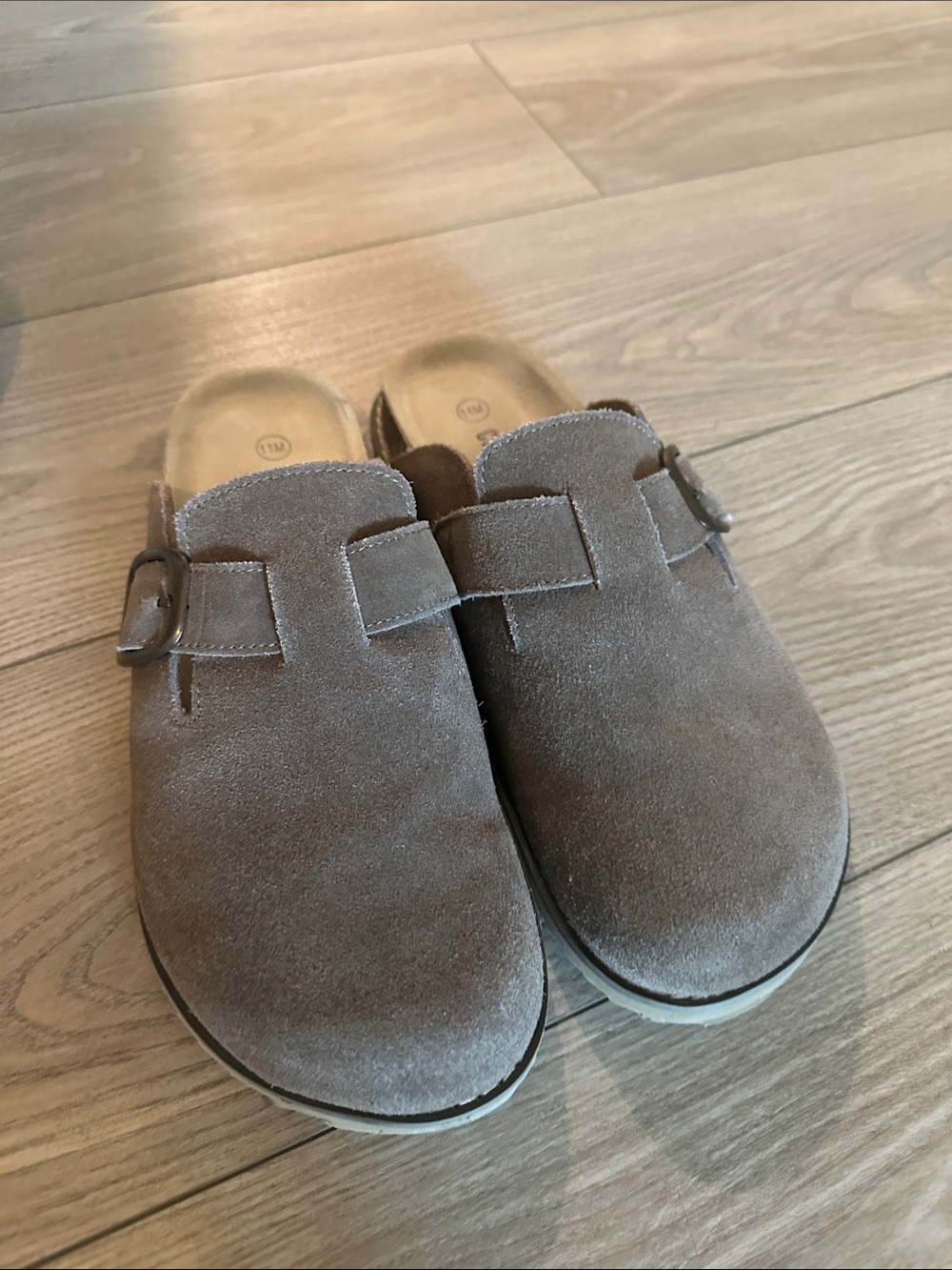Cushionaire Suede Slip-On Clogs in Taupe